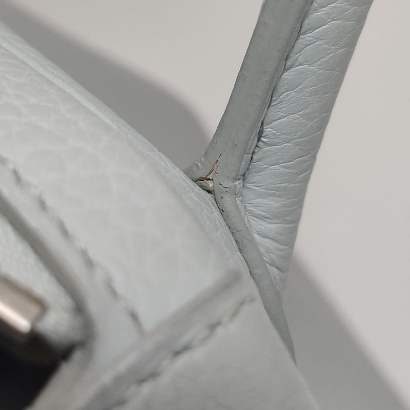 Hermes Lindy30純色旋扣單肩包Clemence（TC）牛皮銀扣08聖杯藍T刻-30