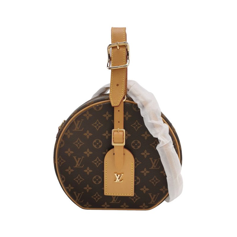 Louis Vuitton (LV) Boite Chapeau小號植鞣革Monogram印花圓餅包斜挎包單肩包芯片款-0
