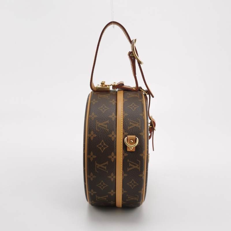 Louis Vuitton (LV) Boite Chapeau小號植鞣革Monogram印花圓餅包斜挎包單肩包芯片款-3