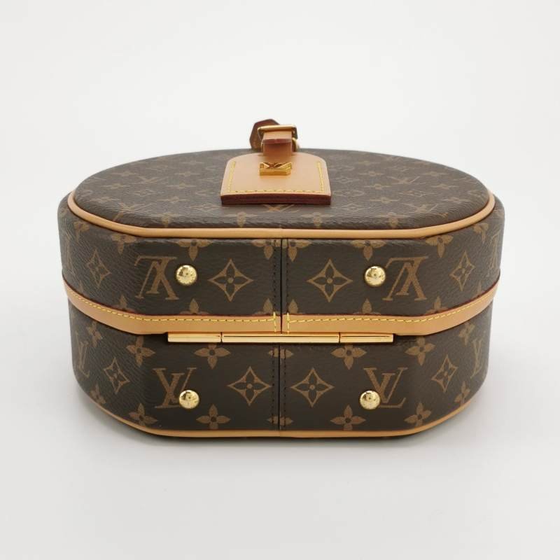 Louis Vuitton (LV) Boite Chapeau小號植鞣革Monogram印花圓餅包斜挎包單肩包芯片款-5