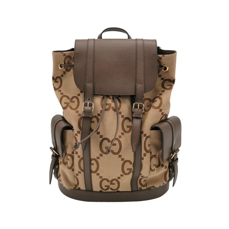 Gucci Jumbo牛皮帆布拼色雙G老花雙肩包-0