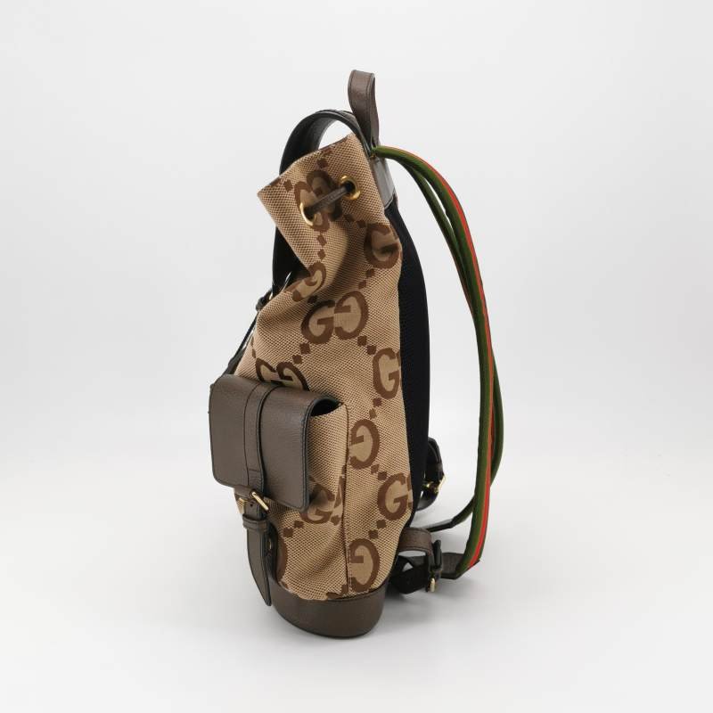 Gucci Jumbo牛皮帆布拼色雙G老花雙肩包-2