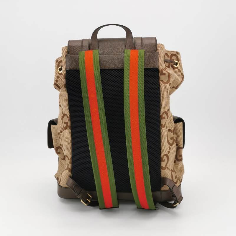 Gucci Jumbo牛皮帆布拼色雙G老花雙肩包-4