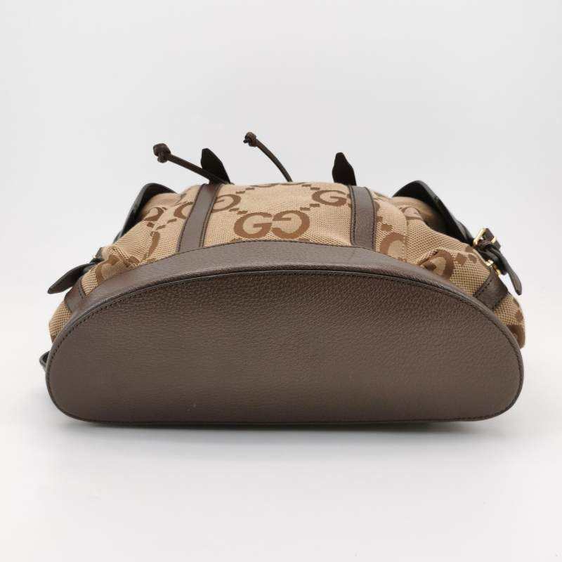 Gucci Jumbo牛皮帆布拼色雙G老花雙肩包-5