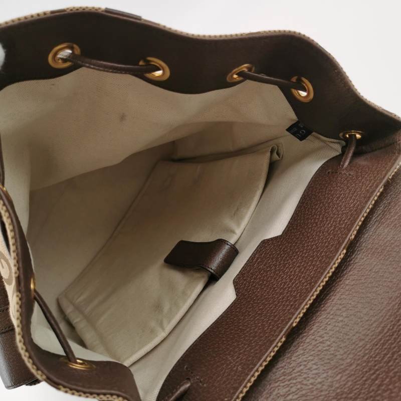 Gucci Jumbo牛皮帆布拼色雙G老花雙肩包-6