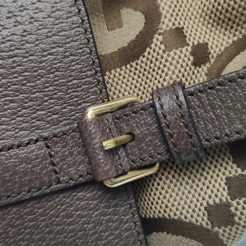 Gucci Jumbo牛皮帆布拼色雙G老花雙肩包-10