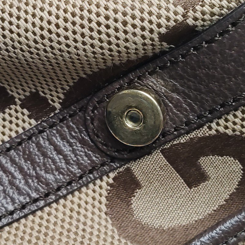 Gucci Jumbo牛皮帆布拼色雙G老花雙肩包-11