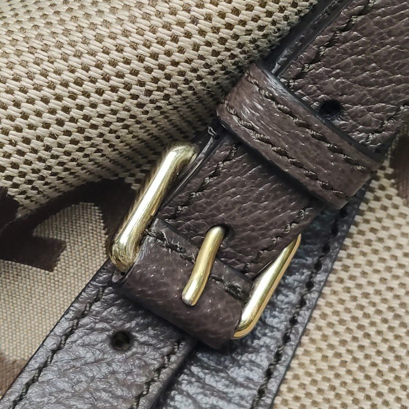 Gucci Jumbo牛皮帆布拼色雙G老花雙肩包-12