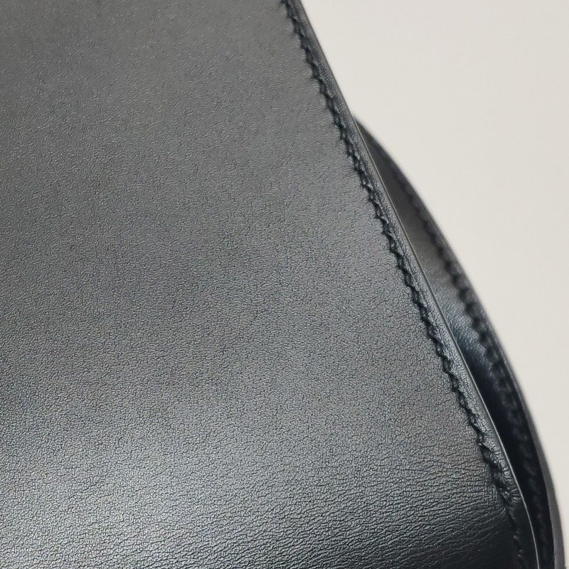 Hermes Mosaique馬賽克純色方形鎖扣馬鞍包斜挎包Tadelakt牛皮香檳金扣89黑色D刻-13