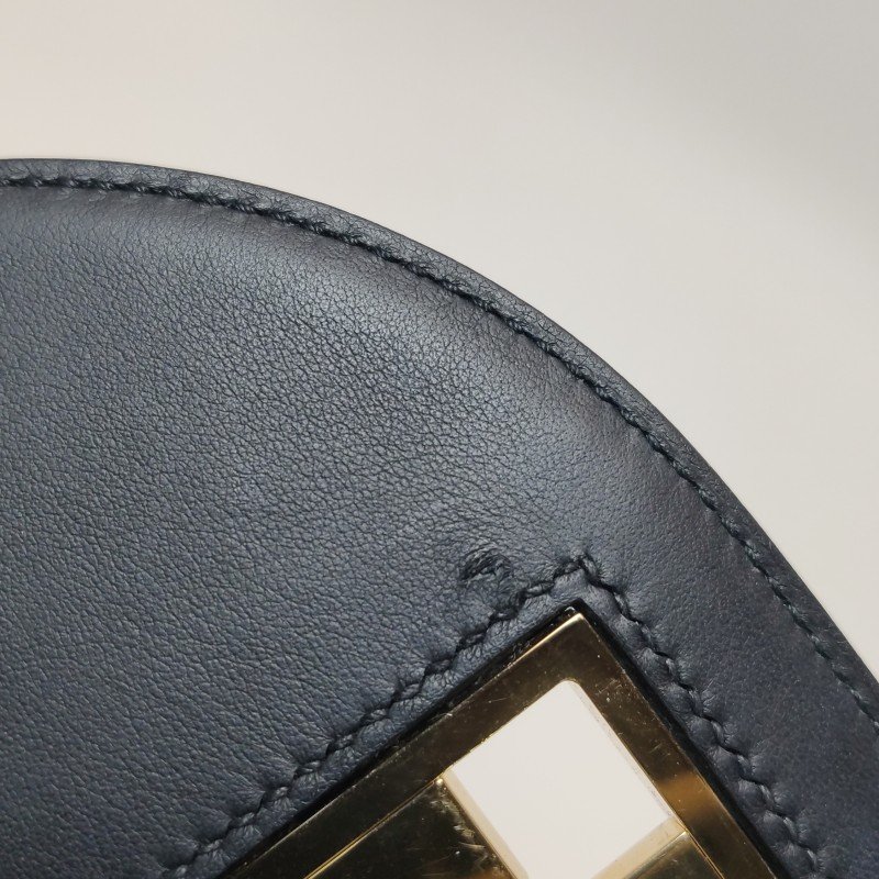 Hermes Mosaique馬賽克純色方形鎖扣馬鞍包斜挎包Tadelakt牛皮香檳金扣89黑色D刻-15