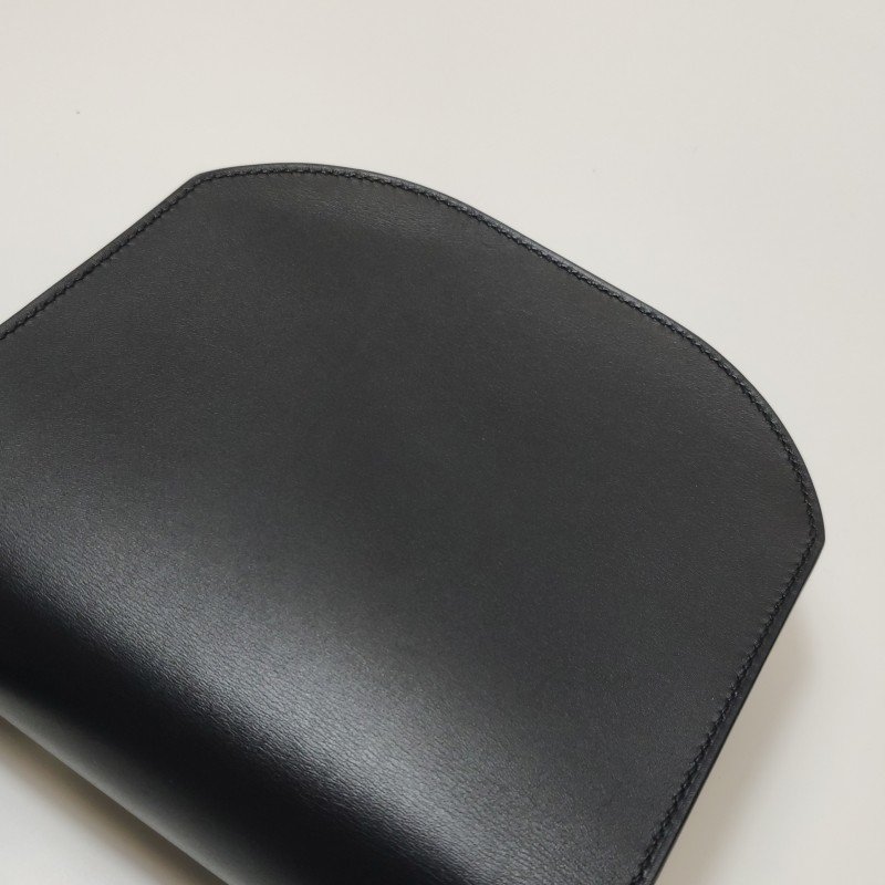 Hermes Mosaique馬賽克純色方形鎖扣馬鞍包斜挎包Tadelakt牛皮香檳金扣89黑色D刻-17