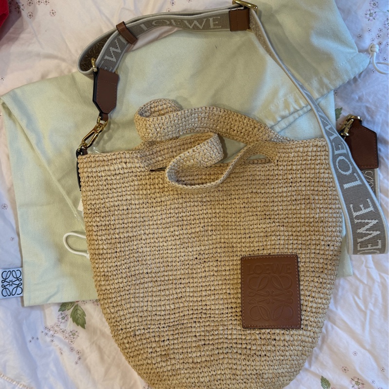 LOEWE 近全新拉菲草編包小號-0