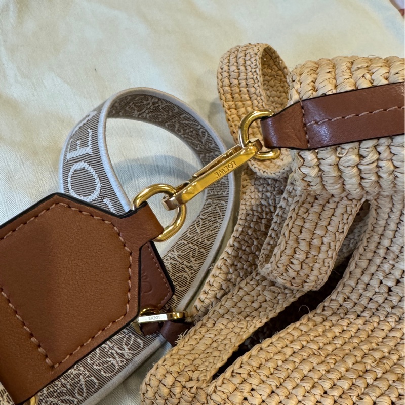 LOEWE 近全新拉菲草編包小號-2