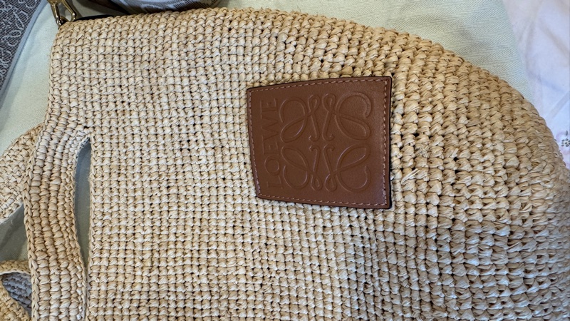 LOEWE 近全新拉菲草編包小號-6