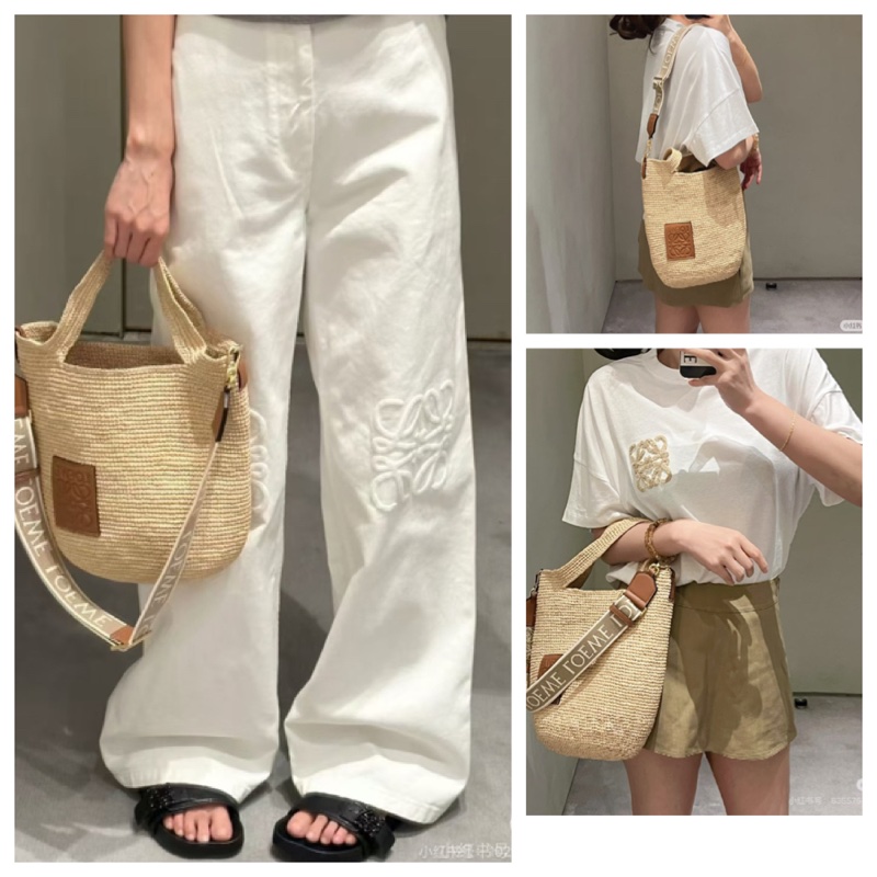 LOEWE 近全新拉菲草編包小號-9