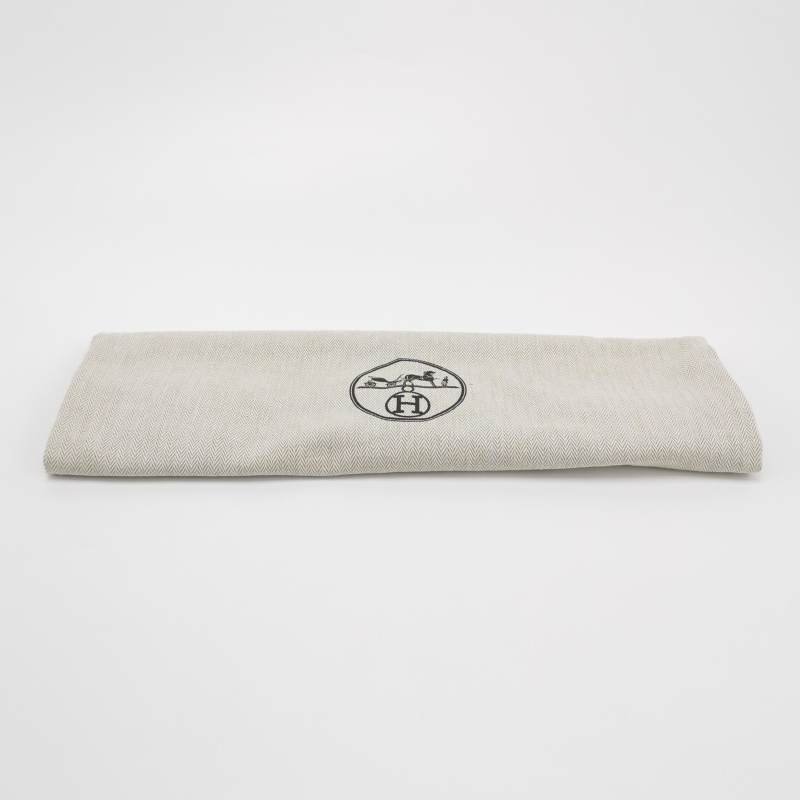 Hermes Herbag20馬鞍釘鎖扣斜挎包Hunter牛皮帆布金扣46烏木色米白色W刻-7