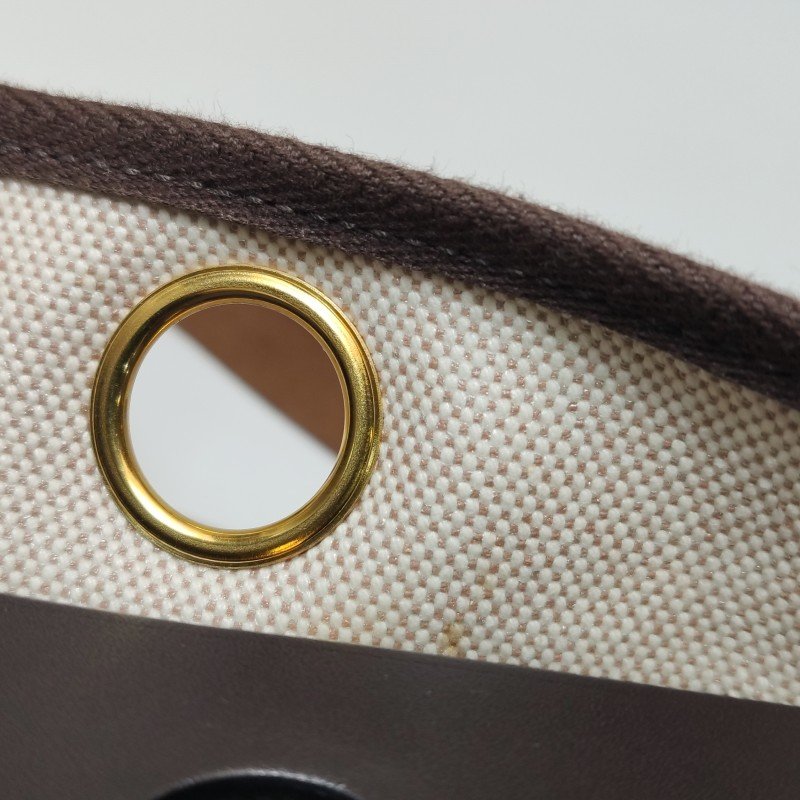 Hermes Herbag20馬鞍釘鎖扣斜挎包Hunter牛皮帆布金扣46烏木色米白色W刻-12