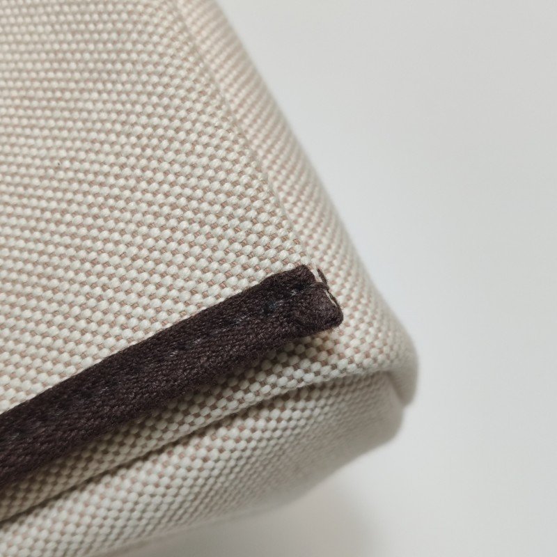 Hermes Herbag20馬鞍釘鎖扣斜挎包Hunter牛皮帆布金扣46烏木色米白色W刻-14