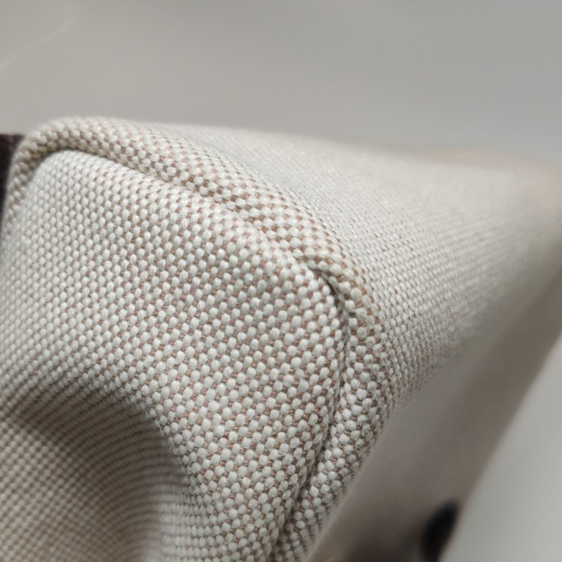 Hermes Herbag20馬鞍釘鎖扣斜挎包Hunter牛皮帆布金扣46烏木色米白色W刻-19