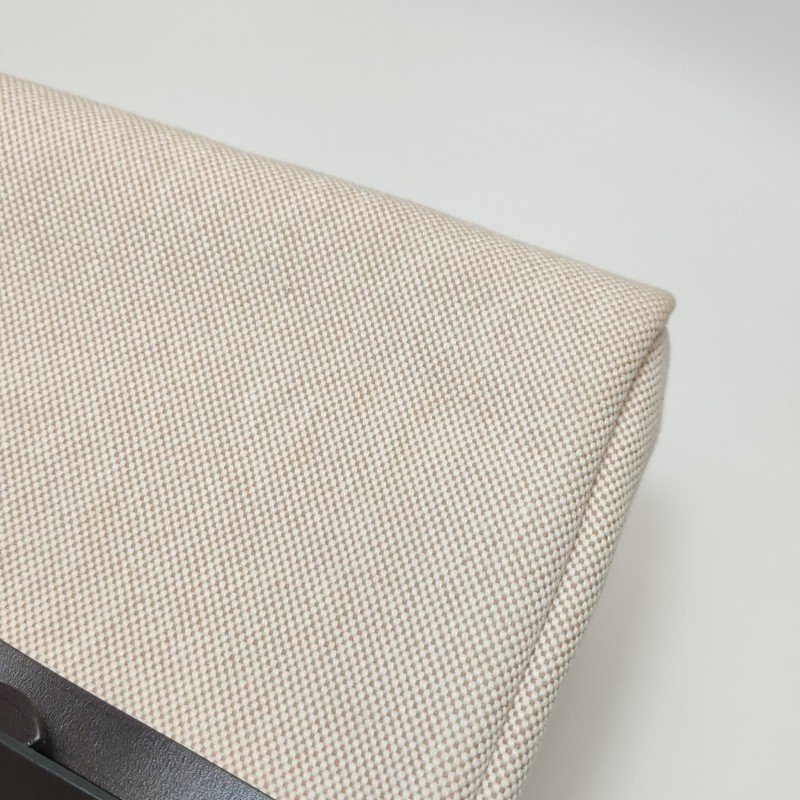 Hermes Herbag20馬鞍釘鎖扣斜挎包Hunter牛皮帆布金扣46烏木色米白色W刻-20