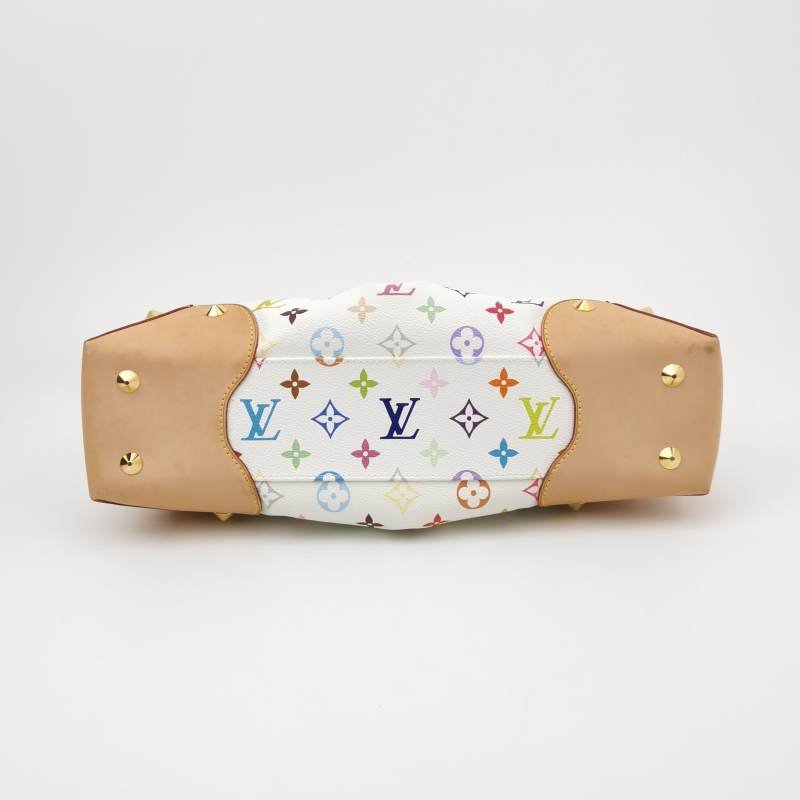 Louis Vuitton (LV) Judy植鞣革白三彩鏤空提手單肩包-5