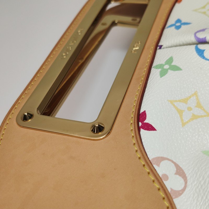 Louis Vuitton (LV) Judy植鞣革白三彩鏤空提手單肩包-10