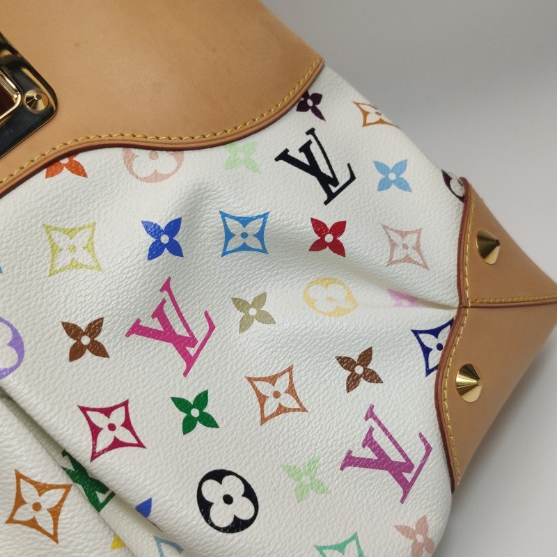 Louis Vuitton (LV) Judy植鞣革白三彩鏤空提手單肩包-24