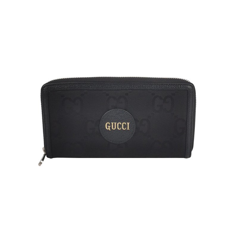 Gucci 牛皮尼龍布拼色字母Logo拉鍊錢包-0