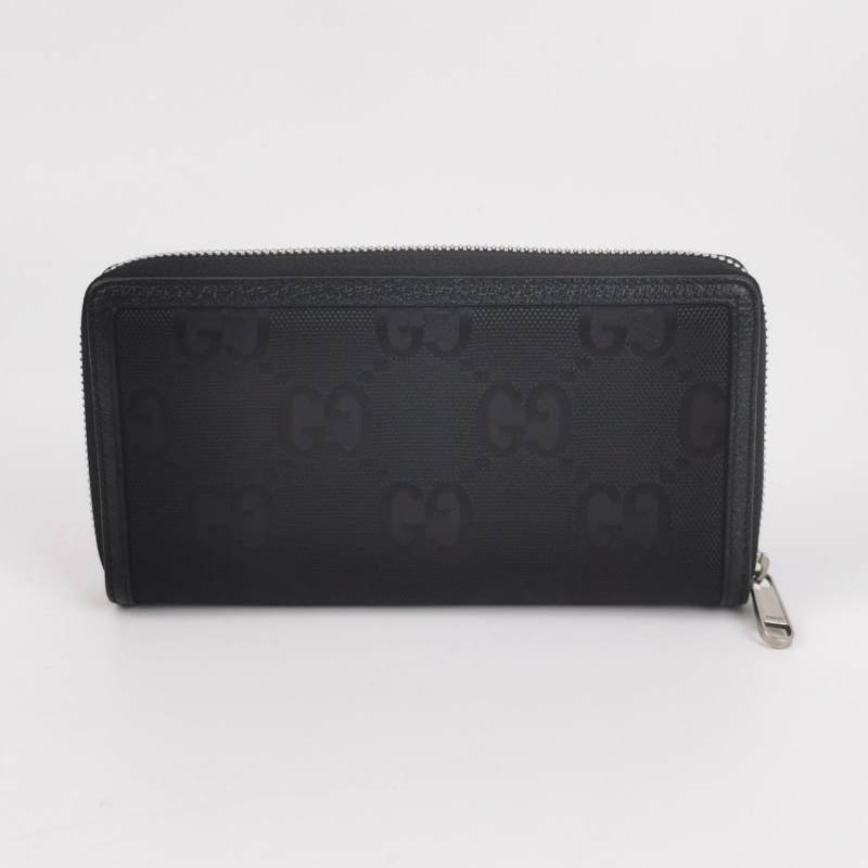 Gucci 牛皮尼龍布拼色字母Logo拉鍊錢包-3