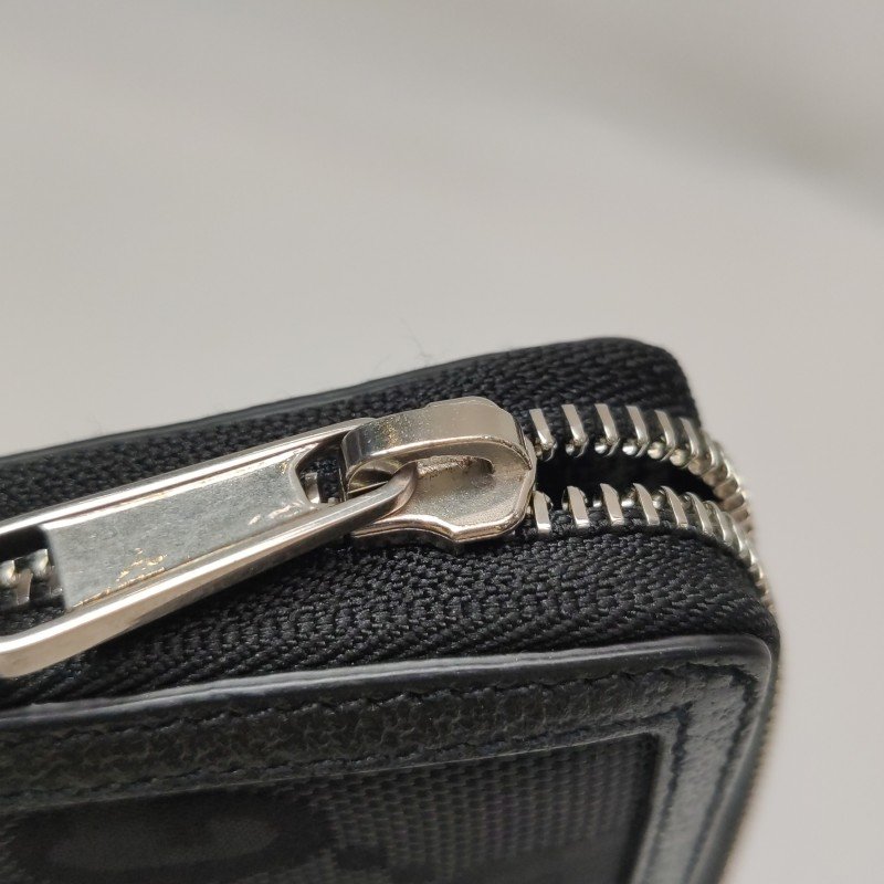 Gucci 牛皮尼龍布拼色字母Logo拉鍊錢包-6