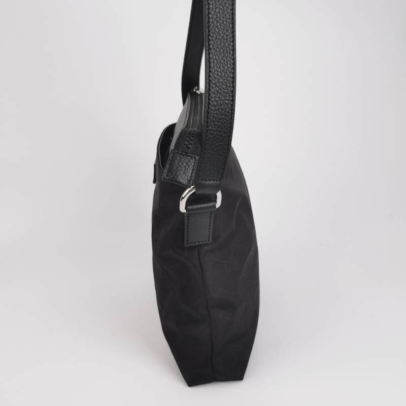 Gucci GG Retro牛皮尼龍布老花皮標Logo單肩包-2