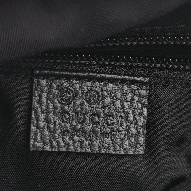 Gucci GG Retro牛皮尼龍布老花皮標Logo單肩包-7