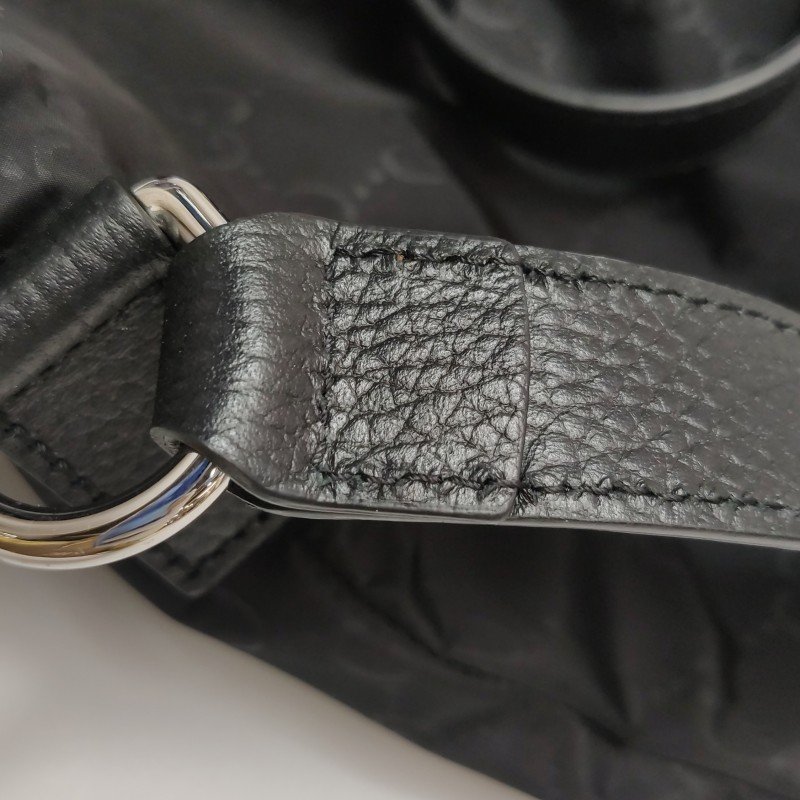 Gucci GG Retro牛皮尼龍布老花皮標Logo單肩包-12