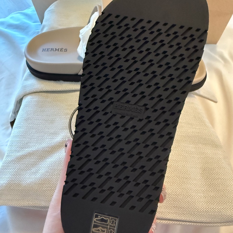 💖Hermes 二舅鞋 拖鞋 米色 淺奶灰色 37號💖 全新全配-2