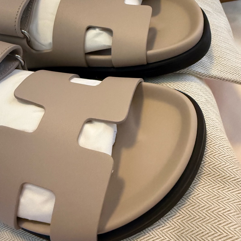 💖Hermes 二舅鞋 拖鞋 米色 淺奶灰色 37號💖 全新全配-3