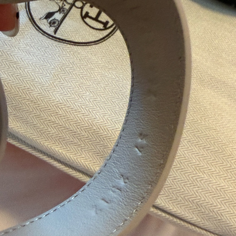 💖Hermes 二舅鞋 拖鞋 米色 淺奶灰色 37號💖 全新全配-6