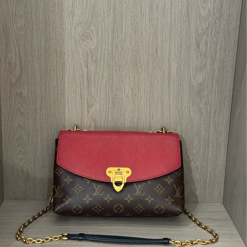 98🆕 LV老花拼紅傳奇信封包鏈條包單肩斜挎包-0