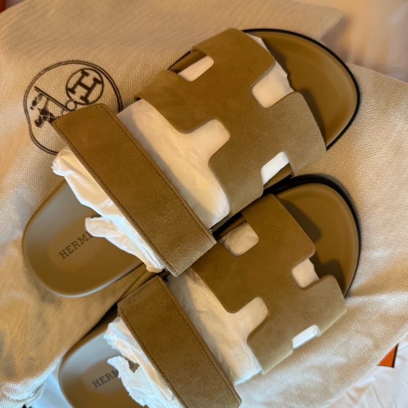💖Hermes 二舅鞋 拖鞋 麂皮 米駝色 37.5號💖 全新全配-3