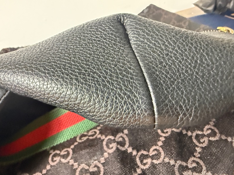 Gucci 古馳黑色印花腰包 493869 牛皮胸腰包 腰胯包 斜背包-9