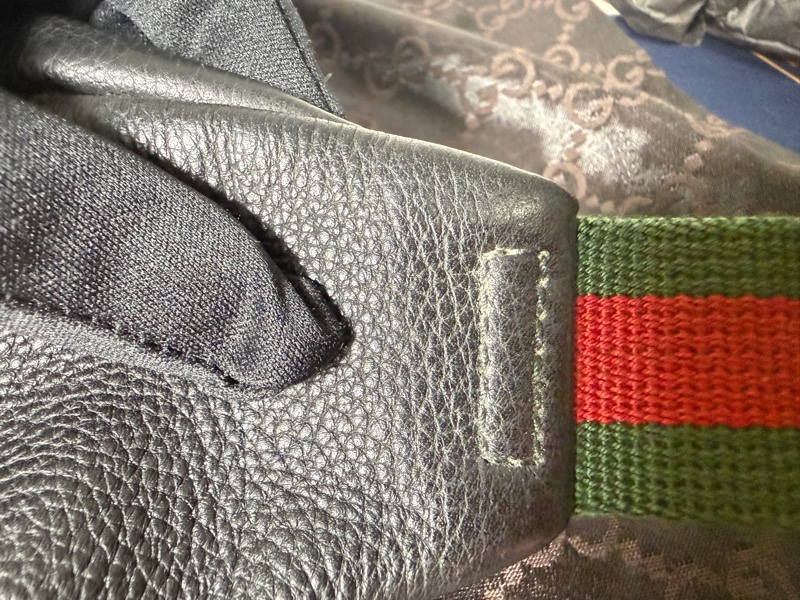 Gucci 古馳黑色印花腰包 493869 牛皮胸腰包 腰胯包 斜背包-11