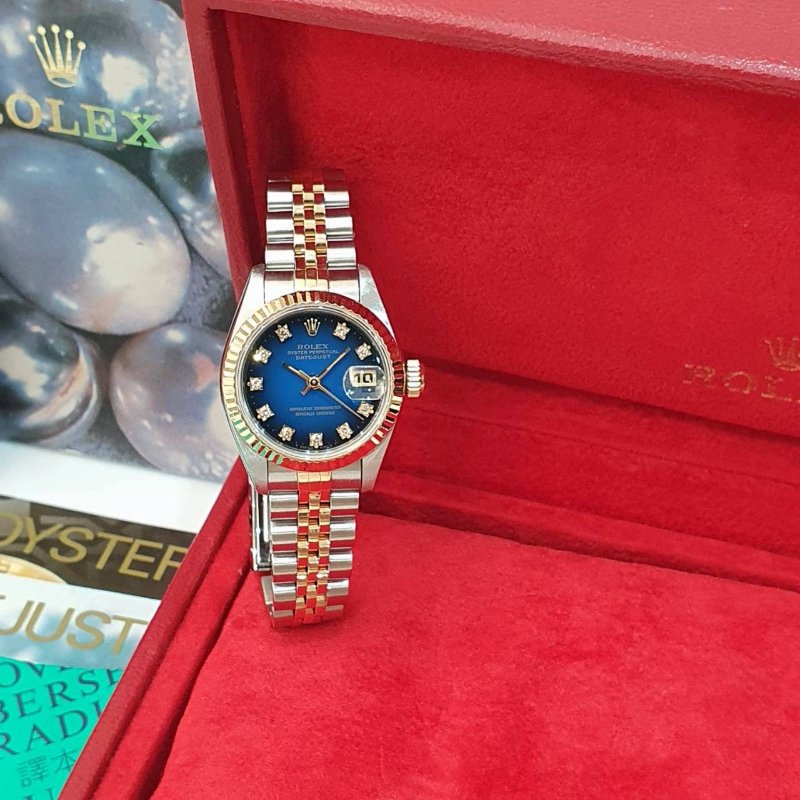 【大眾名錶】ROLEX勞力士 69173 Datejust 半金女錶 市場少有 原廠漸層藍十鑽面盤 台灣公司貨 大眾名錶G265-1
