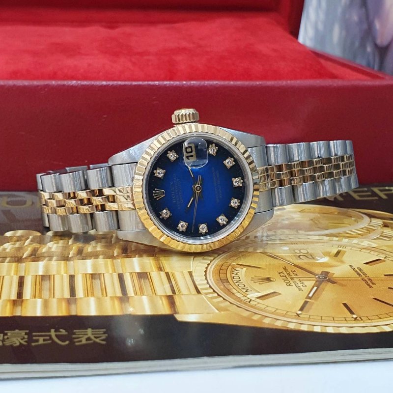 【大眾名錶】ROLEX勞力士 69173 Datejust 半金女錶 市場少有 原廠漸層藍十鑽面盤 台灣公司貨 大眾名錶G265-4