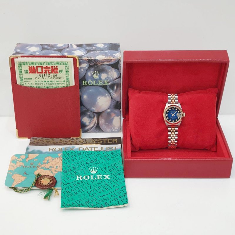 【大眾名錶】ROLEX勞力士 69173 Datejust 半金女錶 市場少有 原廠漸層藍十鑽面盤 台灣公司貨 大眾名錶G265-9