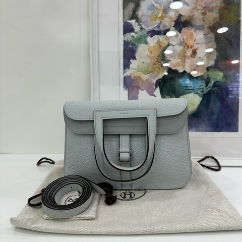 Hermes 愛馬仕 Halzan 25 聖杯藍銀扣 B刻