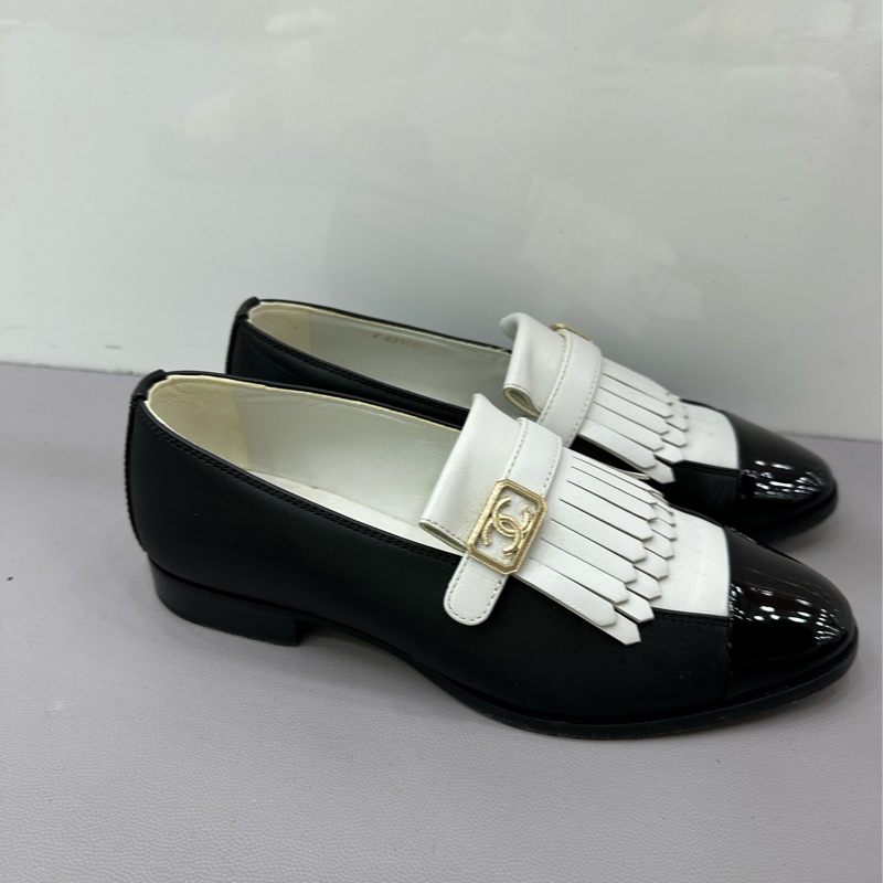Chanel，黑白拼色流蘇樂福鞋 36碼-1