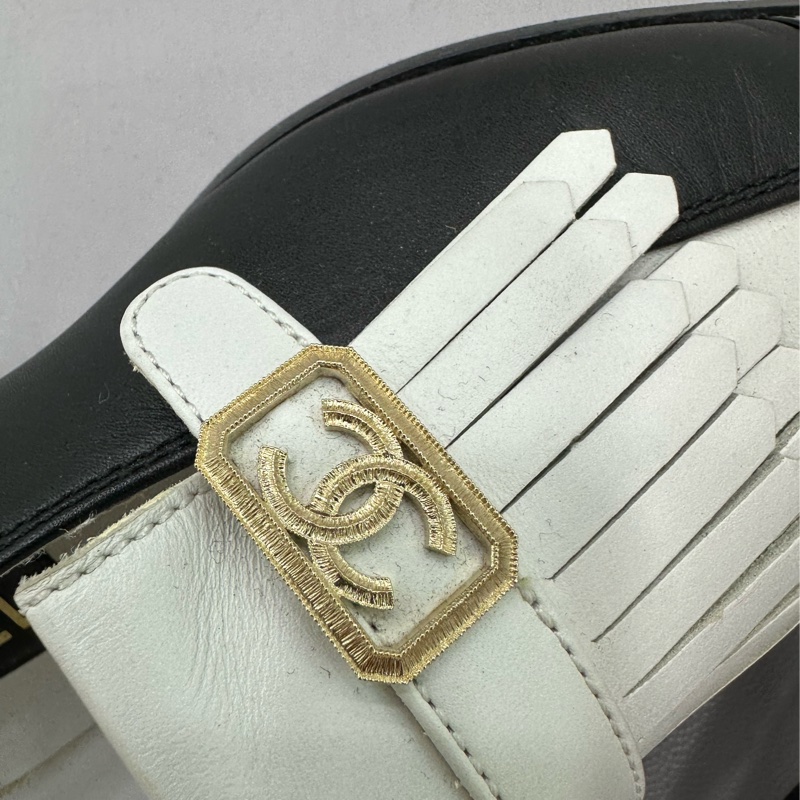 Chanel，黑白拼色流蘇樂福鞋 36碼-3