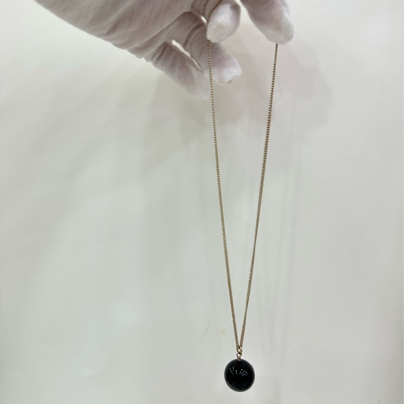 Chanel 黑色 logo球 項鍊-1