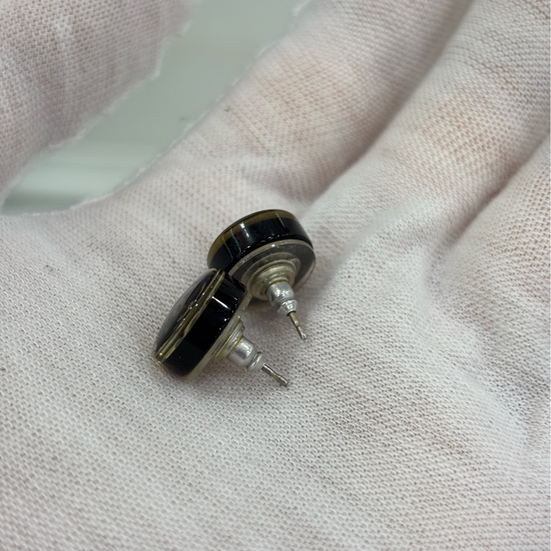 Chanel香奈兒黑色圓形紐帶耳環耳釘-2