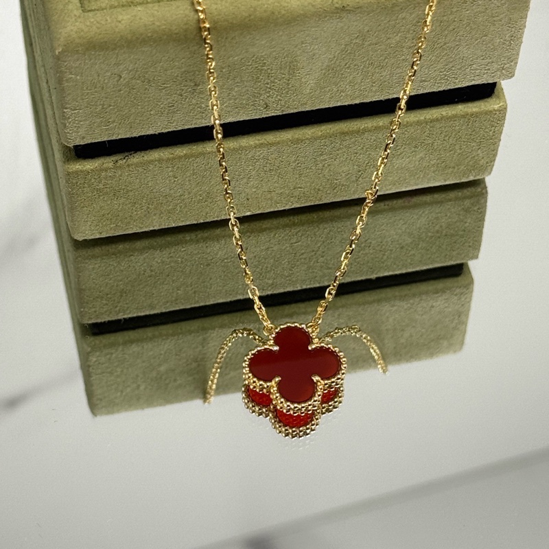 VCA/梵克雅寶 JB編碼20年全套 紅玉髓 18k金紅中花項鍊  鏈長：42cm  吊墜：15mm-2