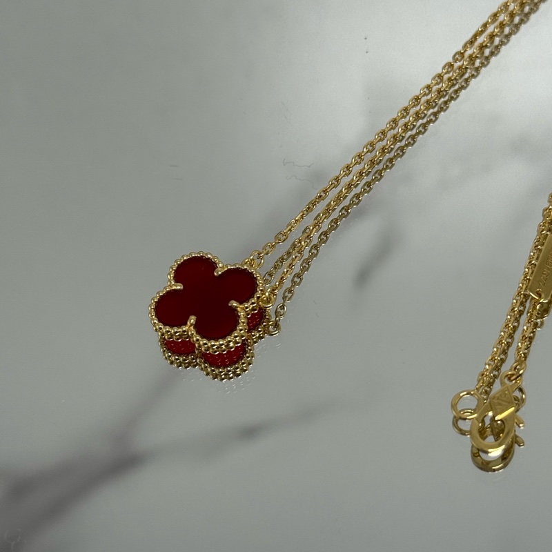 VCA/梵克雅寶 JB編碼20年全套 紅玉髓 18k金紅中花項鍊  鏈長：42cm  吊墜：15mm-3